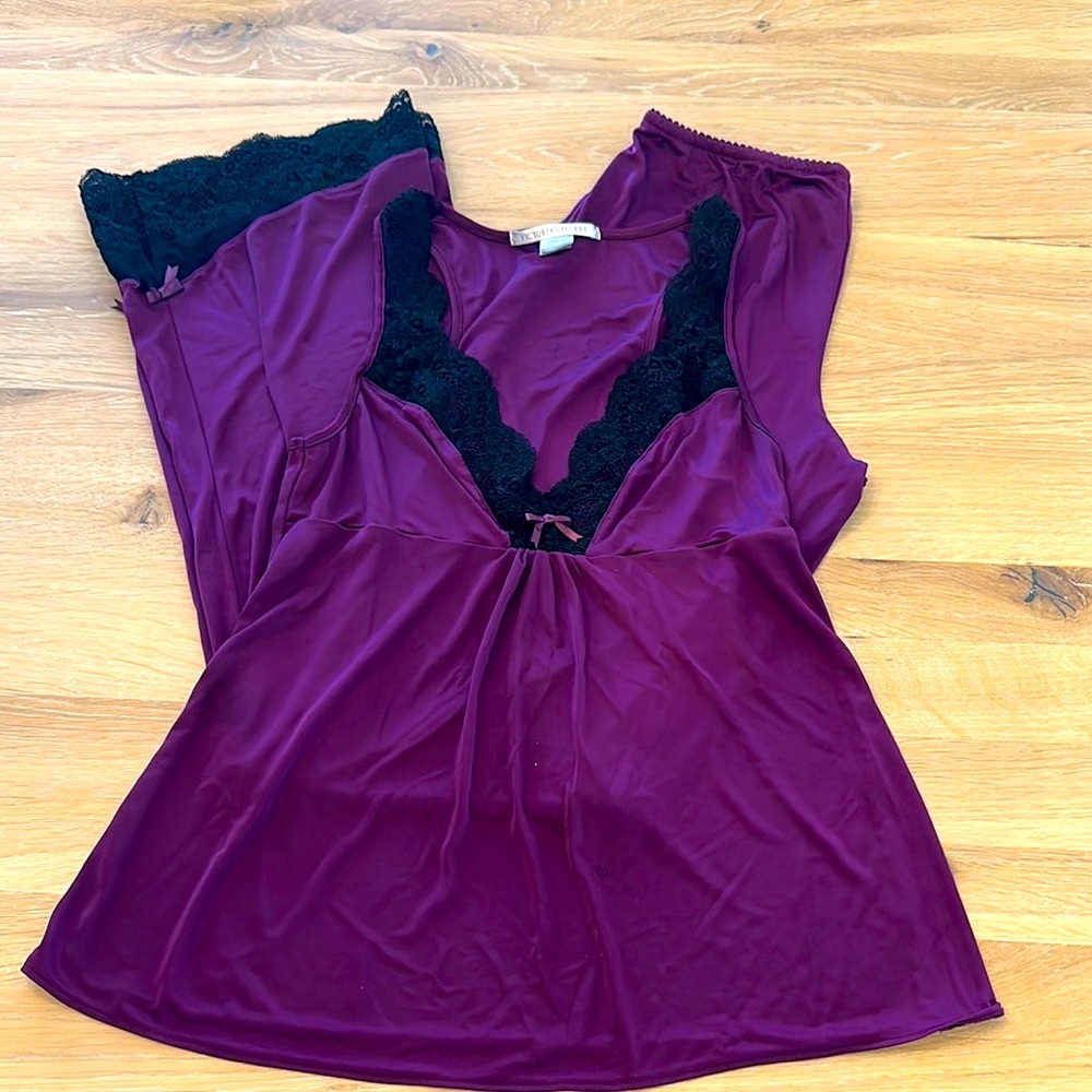 Victoria's Secret Purple Black Lace Pajama Set